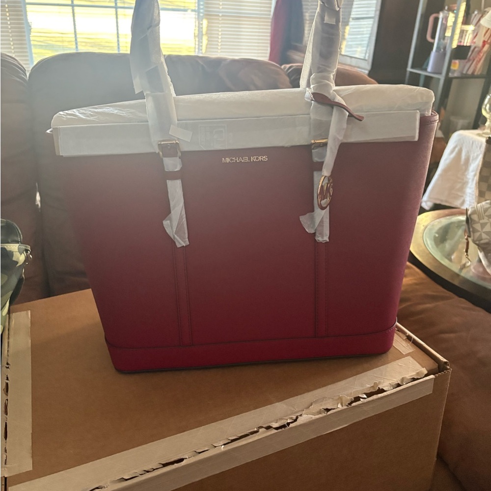 Michael Kors Burgundy Tote Bag